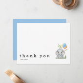 Carte De Correspondance Merci adorable éléphant bleu bébé garçon (Devant/Arrière en situation)