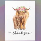 Carte De Correspondance Merci Baby shower Highland Cow