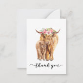 Carte De Correspondance Merci Baby shower Highland Cow (Devant)