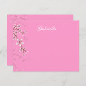 Carte De Correspondance Merci Bat mitzvah en fleurs rose Gabriella (Devant / Derrière)