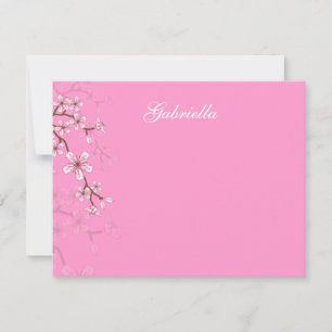 Carte De Correspondance Merci Bat mitzvah en fleurs rose Gabriella