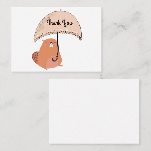 Carte De Correspondance Merci Beaver mignon (Devant / Derrière)