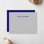 Carte De Correspondance Merci Blake Blue Silver (Devant/Arrière en situation)