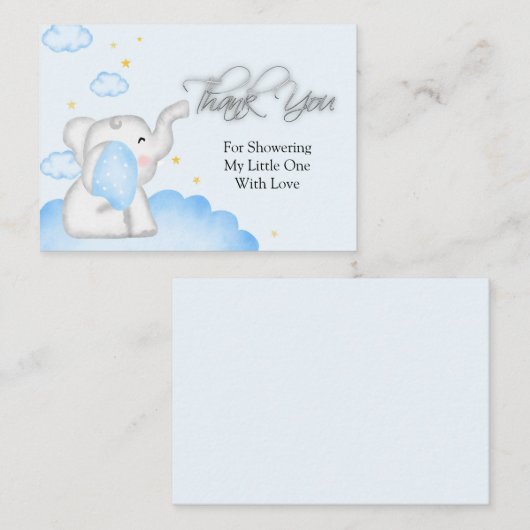 Carte De Correspondance Merci bleu Eléphant mignon (Devant / Derrière)