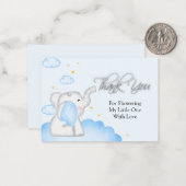 Carte De Correspondance Merci bleu Eléphant mignon (Devant/Arrière en situation)