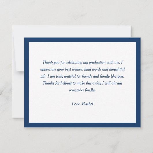 Carte De Correspondance Merci Bleu Script Graduel (Dos)