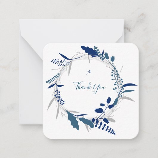 Carte De Correspondance Merci Blue Floral Moderne Flat Note Card (Devant)
