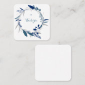 Carte De Correspondance Merci Blue Floral Moderne Flat Note Card (Devant / Derrière)