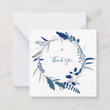 Merci Blue Floral Moderne Flat Note Card