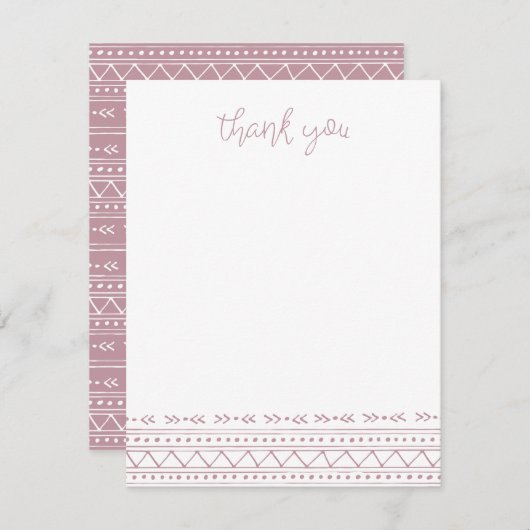 Carte De Correspondance Merci Boho moderne Mauve (Devant / Derrière)