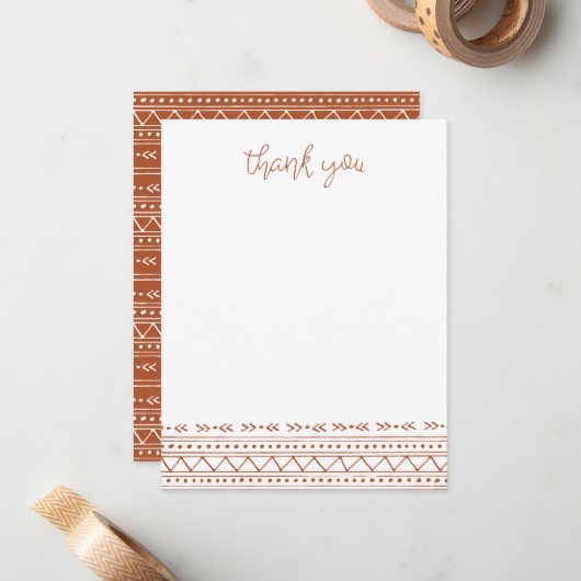 Carte De Correspondance Merci Boho moderne rouille (Devant/Arrière en situation)