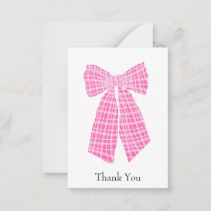Carte De Correspondance Merci Bow En vichy Coquette rose personnalisable