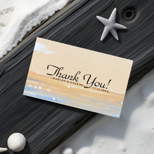 Carte De Correspondance Merci budgétaire de mariage de plage d'été radiant