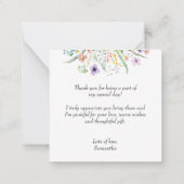 Carte De Correspondance Merci budgétaire fleur sauvage Baby shower (Dos)