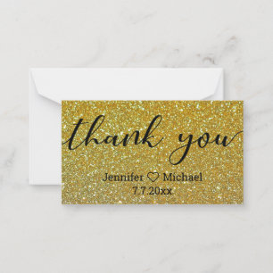 Carte De Correspondance Merci, calligraphie moderne or parties scintillant