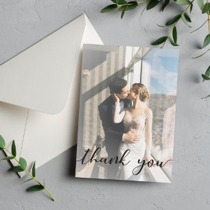 Carte De Correspondance merci , calligraphie moderne photo de mariage