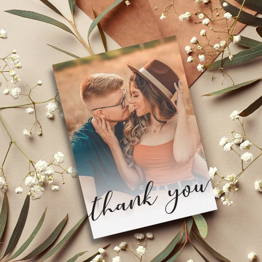 Carte De Correspondance merci chic calligraphie photo mariage