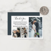 Carte De Correspondance merci chic écriture mariage 3 photo collage (Devant/Arrière en situation)