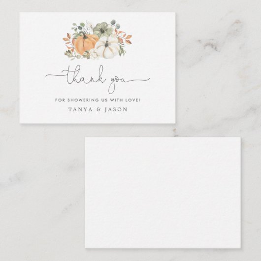 Carte De Correspondance Merci Citrouille de Baby shower (Devant / Derrière)