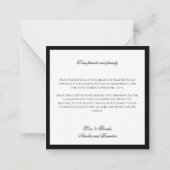 Carte De Correspondance Merci classique en noir et blanc classique (Dos)