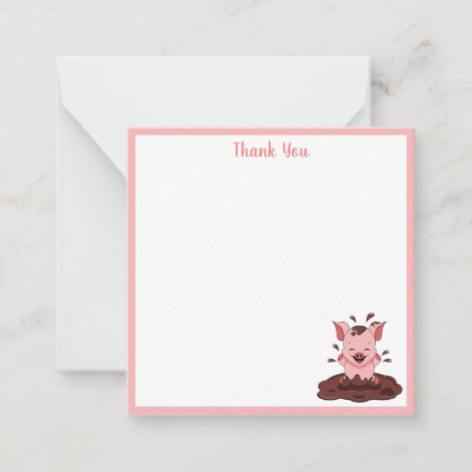Carte De Correspondance Merci Cochon Dans La Boue (Devant)