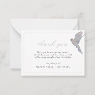Carte De Correspondance Merci commémoratif de la colombe en deuil aquarell