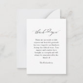 Carte De Correspondance Merci commémoratif Sympathy Script de coeur funéra (Dos)