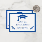 Carte De Correspondance Merci Customisé bleu et blanc (Devant/Arrière en situation)