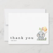 Carte De Correspondance Merci Cute Éléphant Jaune Genre Neutre (Devant)