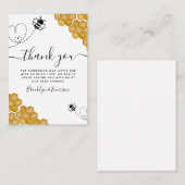 Carte De Correspondance MERCI de Baby shower de l'abeille à miel (Devant / Derrière)