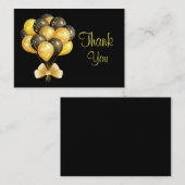 Carte De Correspondance Merci de ballons noirs d'or (Devant / Derrière)