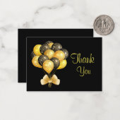 Carte De Correspondance Merci de ballons noirs d'or (Devant/Arrière en situation)