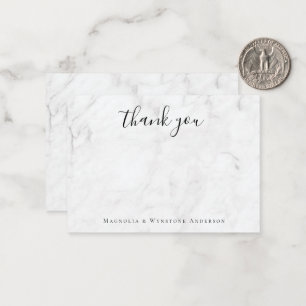 Carte De Correspondance Merci de calligraphie minimaliste en marbre