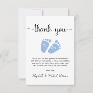 Carte De Correspondance Merci de douche pour bébé garçon
