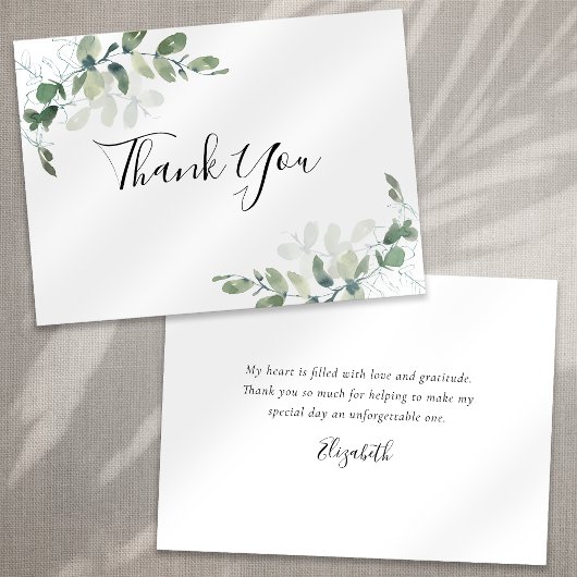 Carte De Correspondance Merci de Fête des mariées de calligraphie Eucalypt