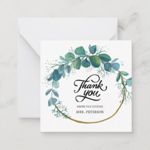 Carte De Correspondance Merci de Fête des mariées Eucalyptus aquarelle
