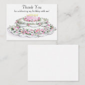 Carte De Correspondance Merci de gâteau d'anniversaire doux (Devant / Derrière)