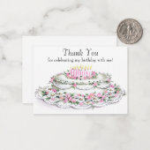 Carte De Correspondance Merci de gâteau d'anniversaire doux (Devant/Arrière en situation)