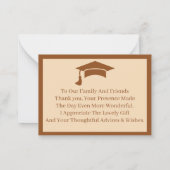 Carte De Correspondance Merci De Graduation Customisé Brown Et Beige (Dos)