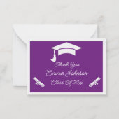 Carte De Correspondance Merci De Graduation Customisé violet et blanc (Devant)