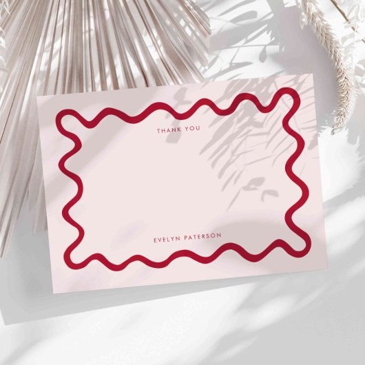 Carte De Correspondance Merci de la ligne rouge carré