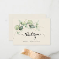Merci de Mariage à lettres mains d'eucalyptus budg