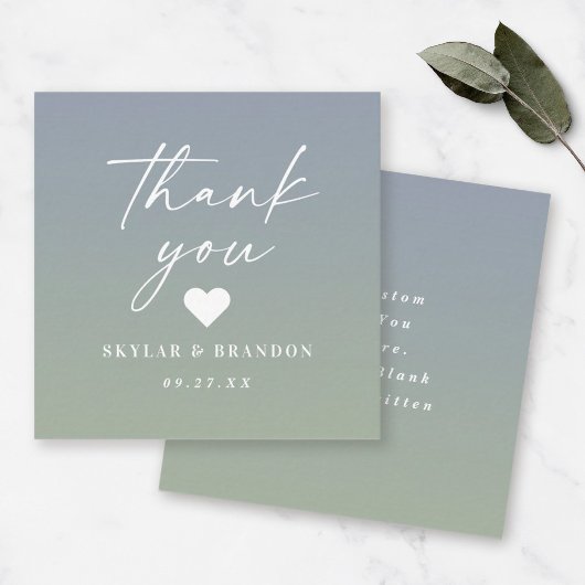 Carte De Correspondance Merci de Mariage bleu bleu vert Ombre Gradient