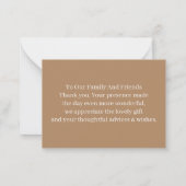 Carte De Correspondance Merci de Mariage Brown simple (Dos)
