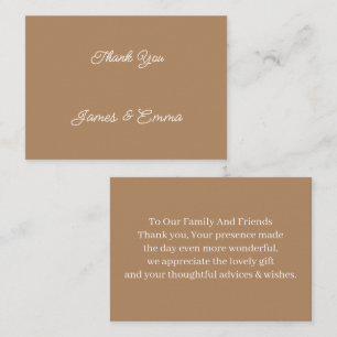 Carte De Correspondance Merci de Mariage Brown simple