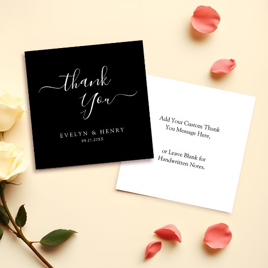 Carte De Correspondance Merci de Mariage de script blanc minimaliste du bu