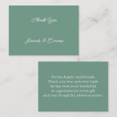 Carte De Correspondance Merci de Mariage personnalisé vert simple (Devant / Derrière)