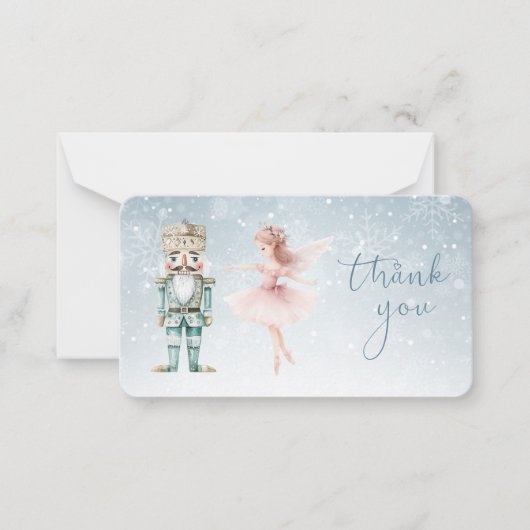 Carte De Correspondance Merci de Noël Ballerina & Nutcracker (Devant)
