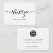 Carte De Correspondance Merci de script de logo simple pour l'entreprise (Devant / Derrière)