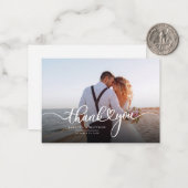 Carte De Correspondance Merci de script photo Mariage moderne (Devant/Arrière en situation)